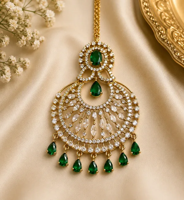 Gold_Tone_Green_Stone_Chandelier_Maang_Tikka_For_Women