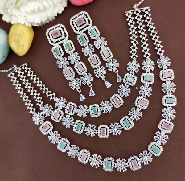 Silver_Brass_Pastel_Stone_Floral_Necklace_Set_For_Women