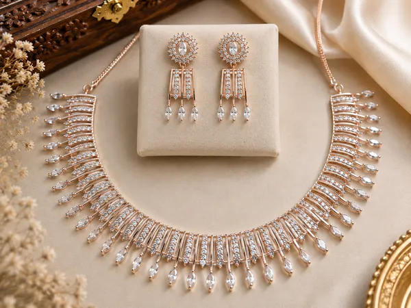 Rose_Gold_Brass_Crystal_Teardrop_Necklace_Earrings_Set_For_Women