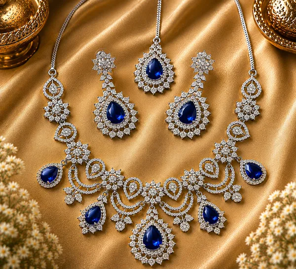 Blue_Silver_Tone_Brass_Teardrop_Stone_Bridal_Necklace_Set_For_Women