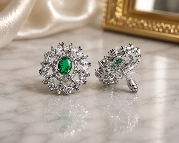 Green_Brass_Halo_Oval_Stone_Stud_Earrings_For_Women