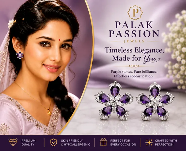 Purple_Brass_Floral_Stud_Earrings_For_Women
