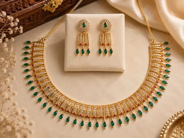 Green_Brass_Gold_Tone_Stone_Necklace_Set_For_Women