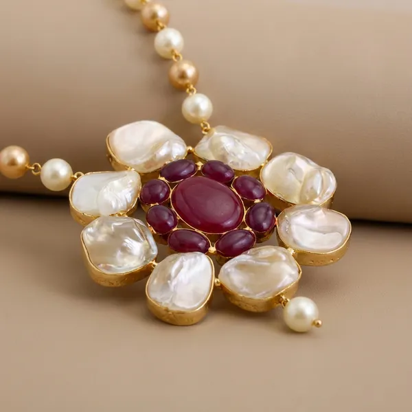 Golden_Noor_Red_Agate_Pearl_Statement_Necklace_Set_For_Women