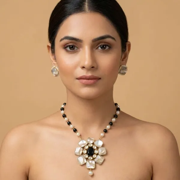 Golden_Noor_Black_Crystal_Statement_Necklace_Set_For_Women