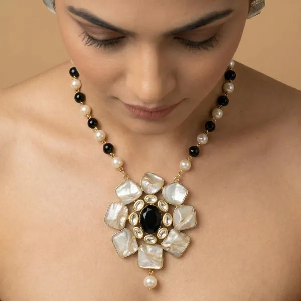 Golden_Noor_Black_Crystal_Statement_Necklace_Set_For_Women
