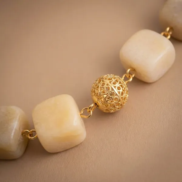 Golden_Ivory_Agate_&_Ad_Ball_Necklace_Set_For_Women