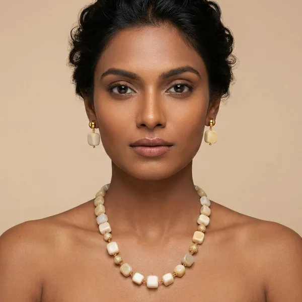 Golden_Ivory_Agate_&_Ad_Ball_Necklace_Set_For_Women