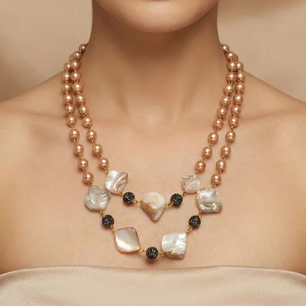 Golden_Mother_Of_Pearl_&_Ad_Ball_Layered_Pearl_Necklace_Set_For_Women