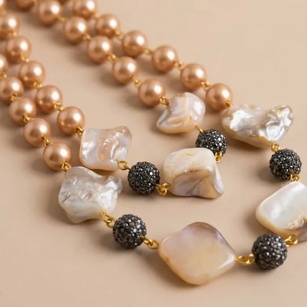 Golden_Mother_Of_Pearl_&_Ad_Ball_Layered_Pearl_Necklace_Set_For_Women