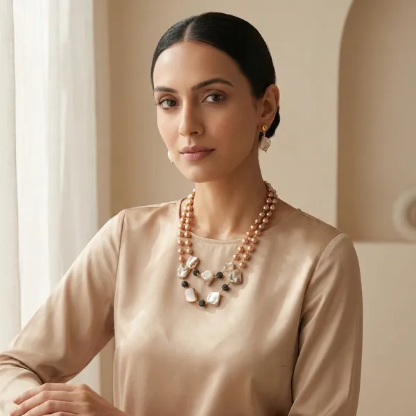 Golden_Mother_Of_Pearl_&_Ad_Ball_Layered_Pearl_Necklace_Set_For_Women