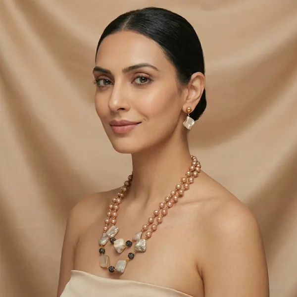 Golden_Mother_Of_Pearl_&_Ad_Ball_Layered_Pearl_Necklace_Set_For_Women