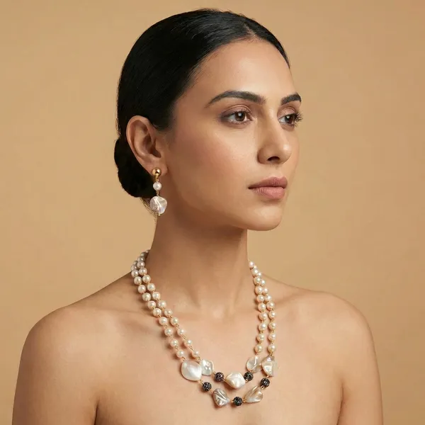 Golden_Mother_Of_Pearl_&_Ad_Ball_Layered_Pearl_Necklace_Set_For_Women
