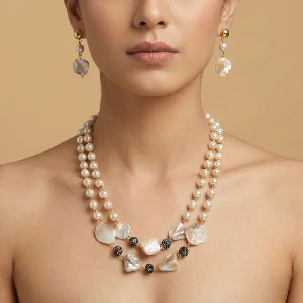 Golden_Mother_Of_Pearl_&_Ad_Ball_Layered_Pearl_Necklace_Set_For_Women
