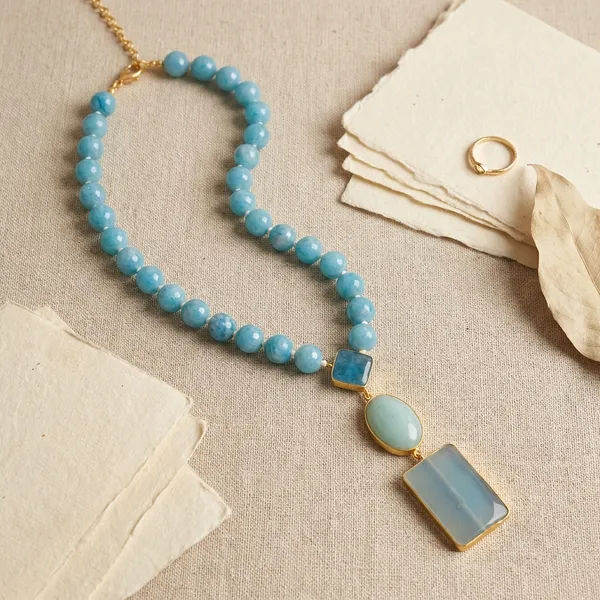 Golden_Aqua_Agate_Statement_Pendant_Necklace_For_Women