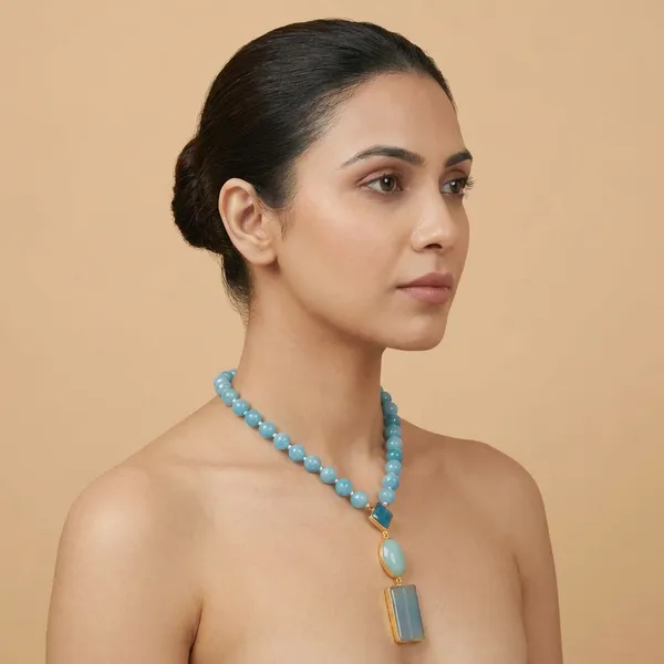Golden_Aqua_Agate_Statement_Pendant_Necklace_For_Women