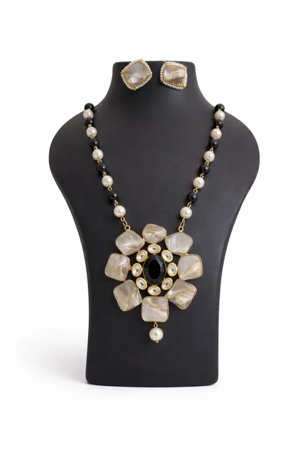 Golden_Noor_Black_Crystal_Statement_Necklace_Set_For_Women