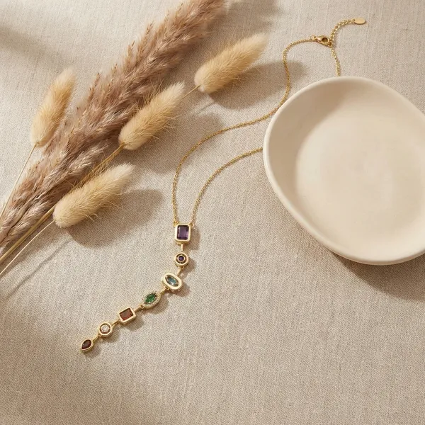 Golden_Multi_Stone_Chain_Pendant_For_Women