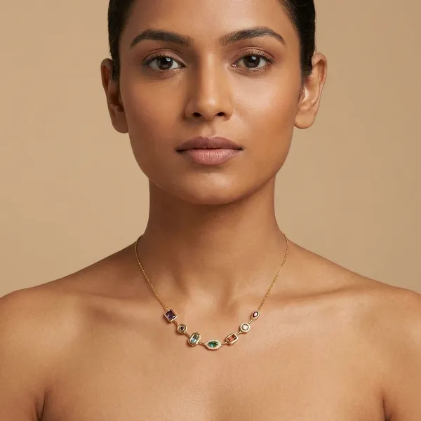 Golden_Multi_Stone_Chain_Pendant_For_Women