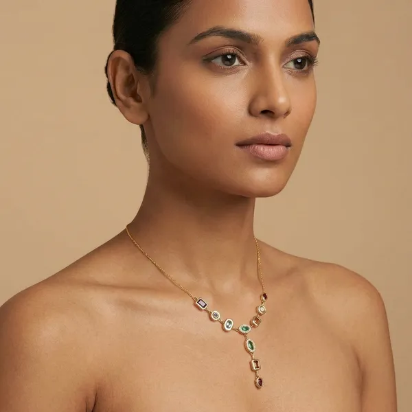 Golden_Multi_Stone_Chain_Pendant_For_Women