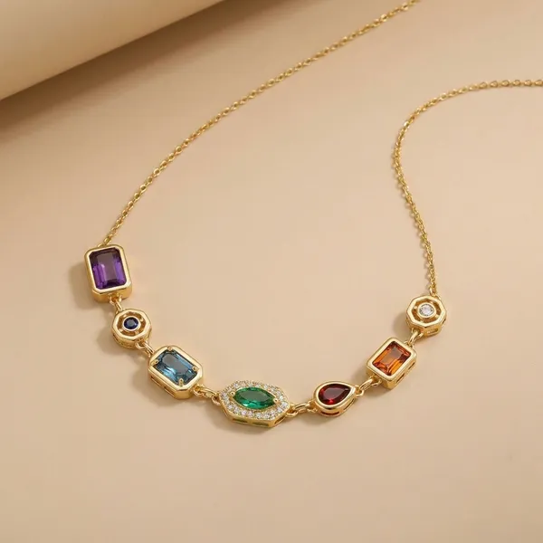 Golden_Multi_Stone_Chain_Pendant_For_Women