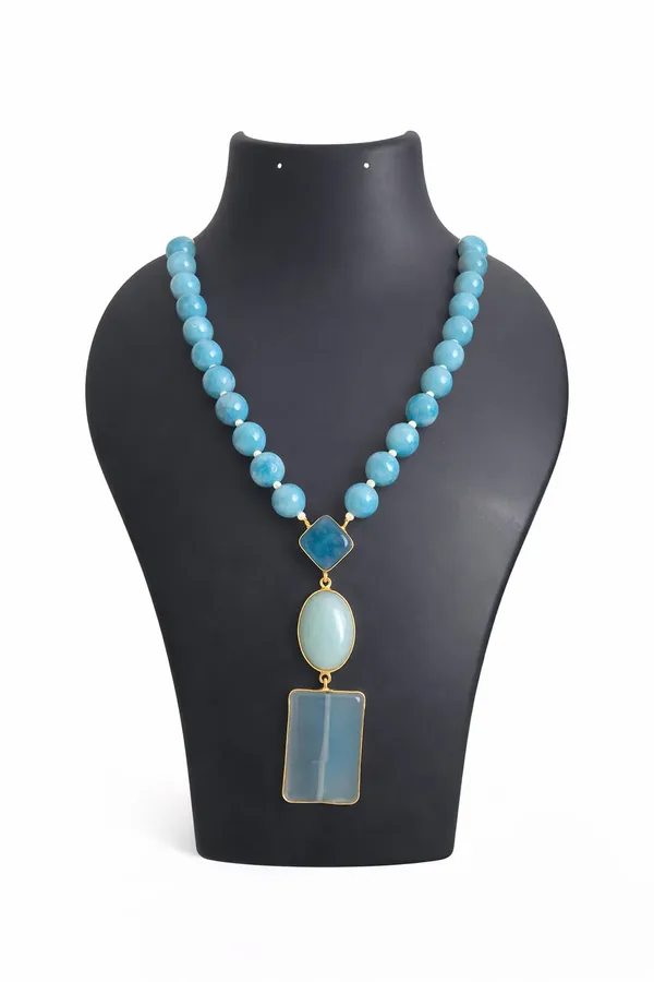 Golden_Aqua_Agate_Statement_Pendant_Necklace_For_Women