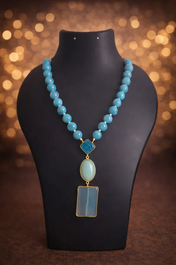 Golden_Aqua_Agate_Statement_Pendant_Necklace_For_Women