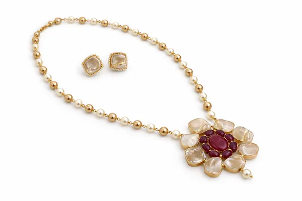 Golden_Noor_Red_Agate_Pearl_Statement_Necklace_Set_For_Women