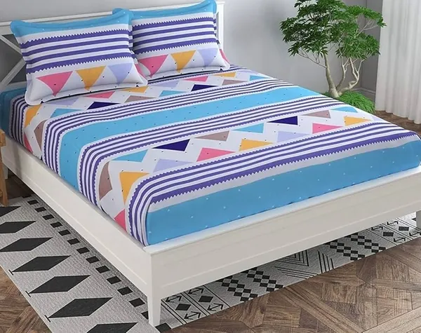 Sky_Blue_Cotton_Double_Bedsheets_With_2_Pillow_Covers_|_Geometric_Shapes