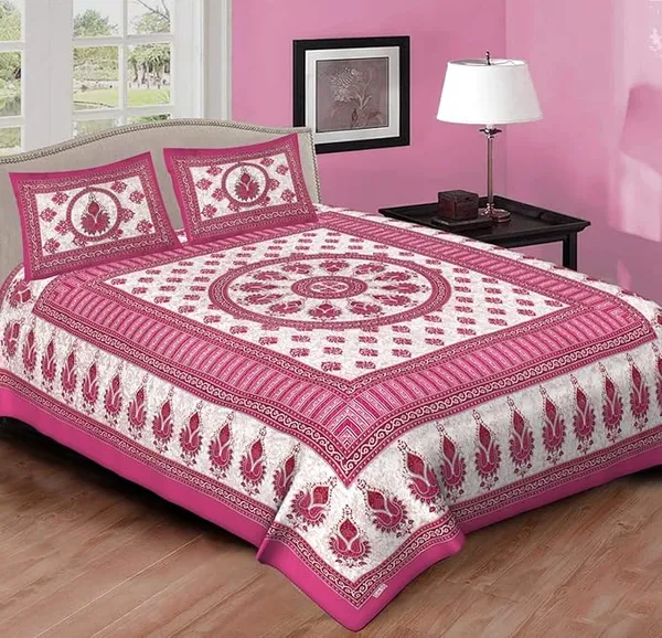 Pink_Cotton_Double_Bedsheets_with_2_Pillow_Cover