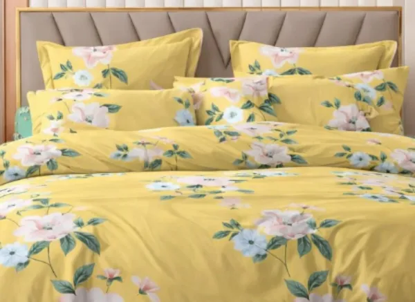 Yellow_Cotton_Linen_Double_Bedsheets_With_2_Pillow_Cover