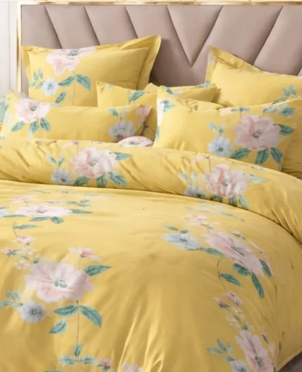 Yellow_Cotton_Linen_Double_Bedsheets_With_2_Pillow_Cover