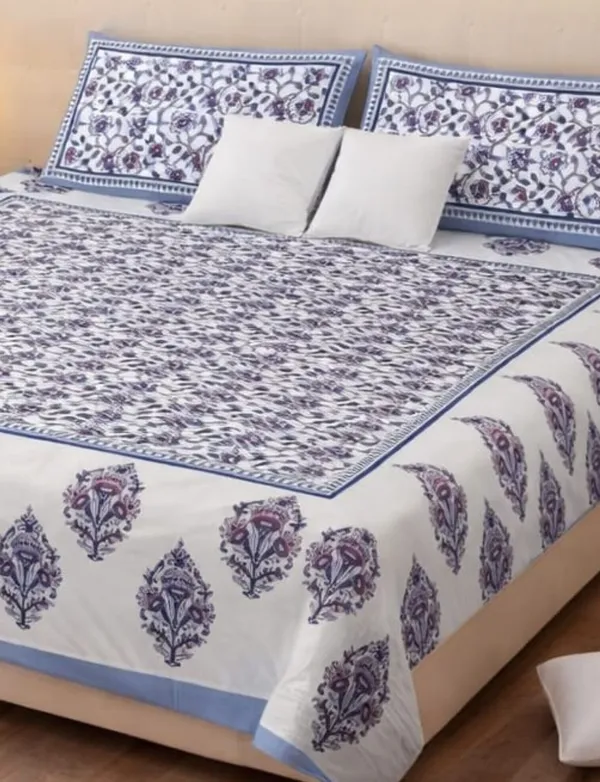 Purple_&_White_Cotton_Linen_Double_Bedsheets_With_2_Pillow_Cover