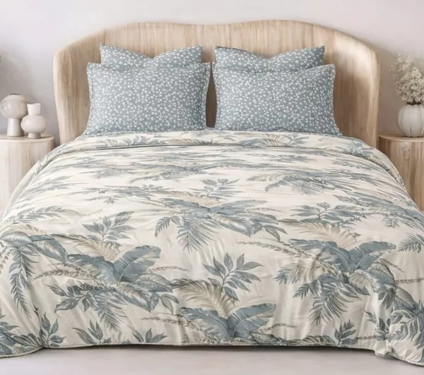 Palm_Beige_Sage_Green_Cotton_Linen_Double_Bedsheets_With_2_Pillow_Cover