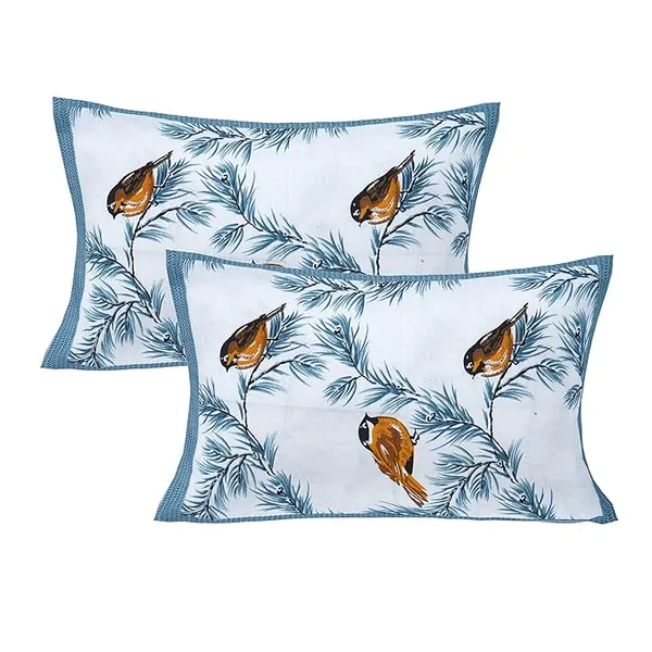White_&_Blue_Cotton_Double_Bedsheets