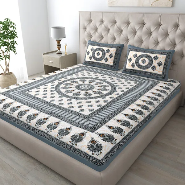 Blue_&_White_Cotton_Double_Bedsheets_With_2_Pillow_Cover