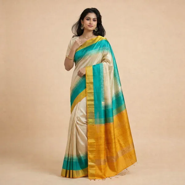Multicolor_Tussar_Silk_Digital_Print_Saree_For_Women