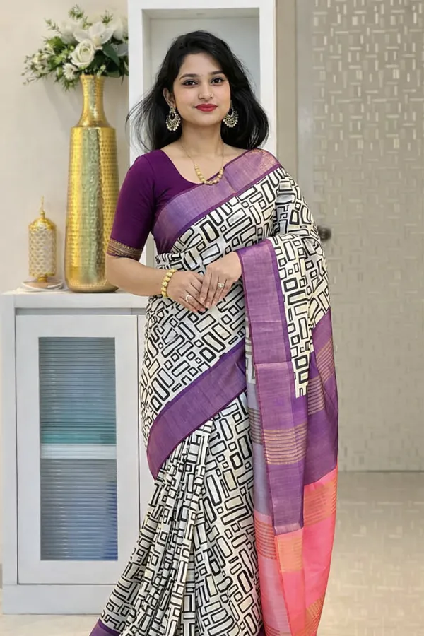 Purple_Tussar_Silk_Digital_Print_Saree_For_Women