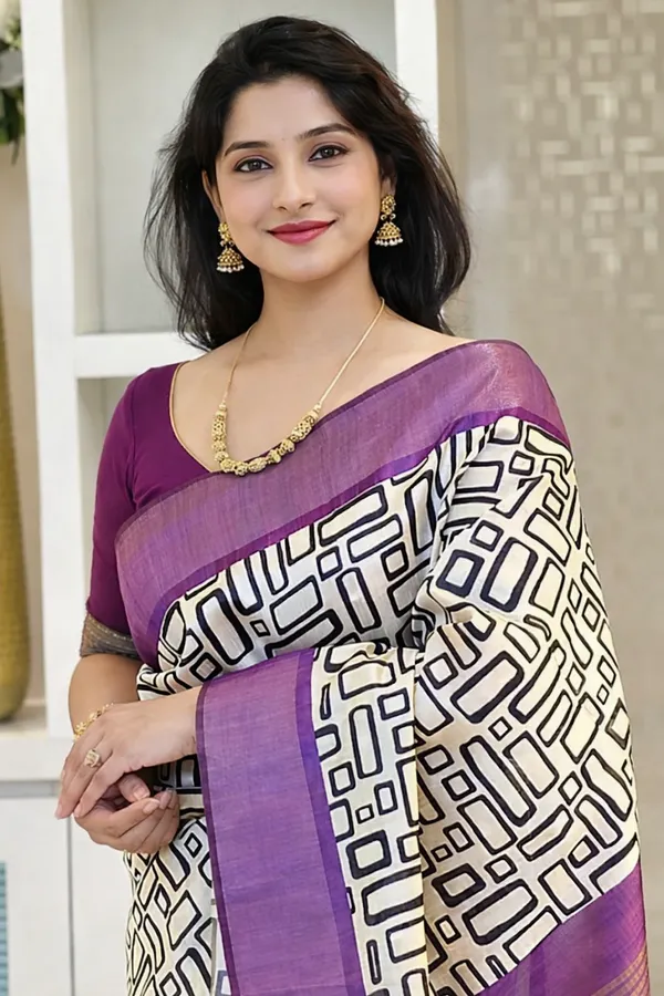 Purple_Tussar_Silk_Digital_Print_Saree_For_Women