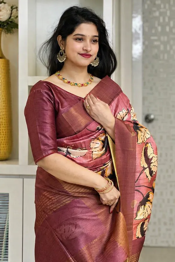 Pink_Tussar_Silk_Digital_Print_Saree_For_Women