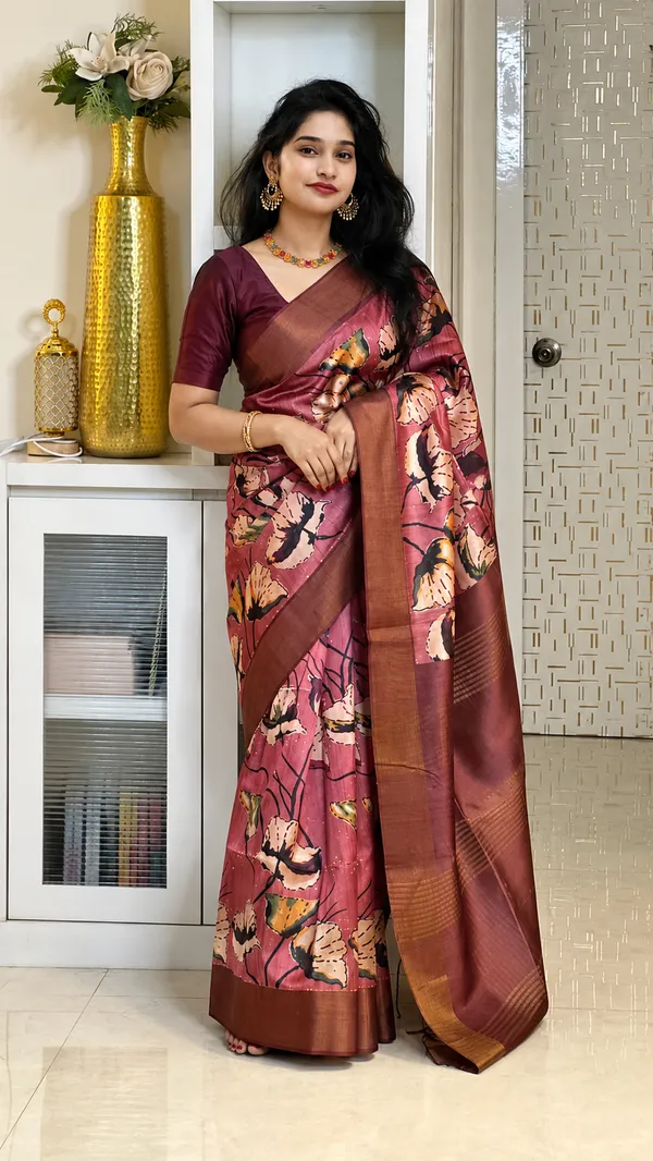 Pink_Tussar_Silk_Digital_Print_Saree_For_Women