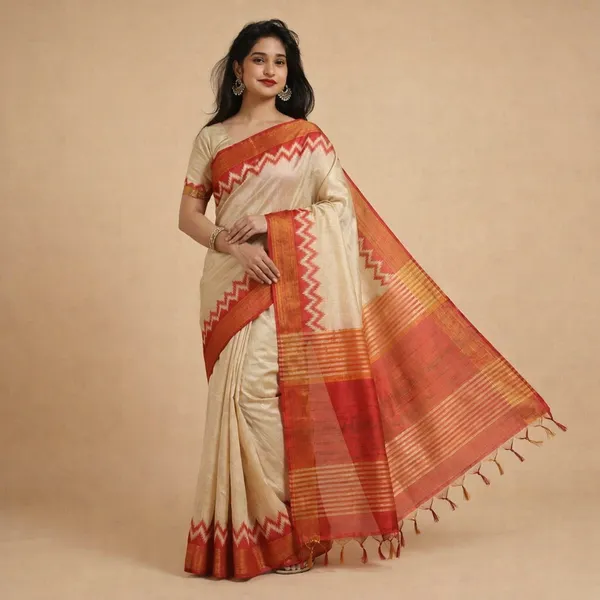 Multicolor_Tussar_Silk_Digital_Print_Saree_For_Women