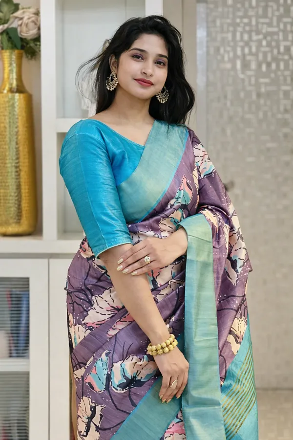 Purple_Tussar_Silk_Digital_Print_Saree_For_Women