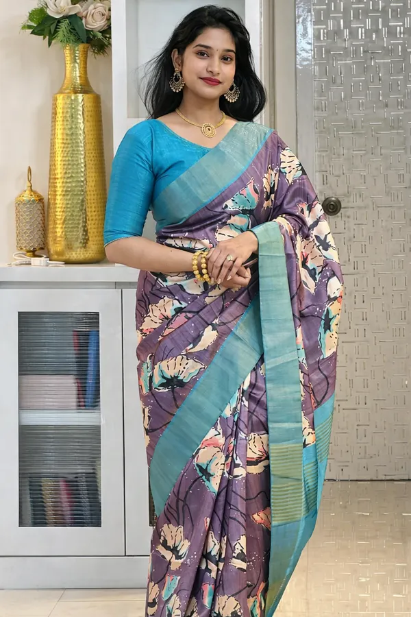Purple_Tussar_Silk_Digital_Print_Saree_For_Women