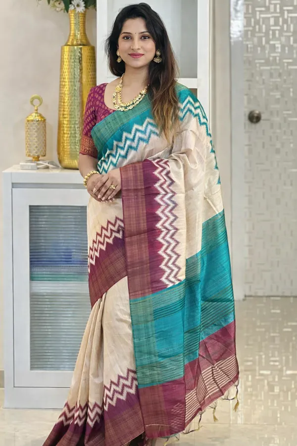 Wine_Tussar_Silk_Digital_Print_Saree_For_Women