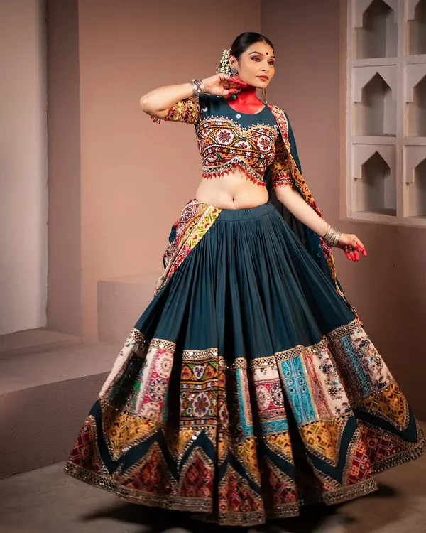 DARK_GREEN__DESIGNER_REAL_MIRROR_WORK_LEHNGA_,_BLOUSE_WITH_DUPATTA_NAVRATRI_COLLECTION_