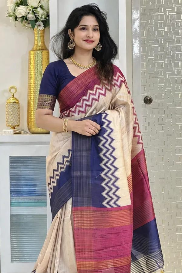 Blue_Tussar_Silk_Digital_Print_Saree_For_Women