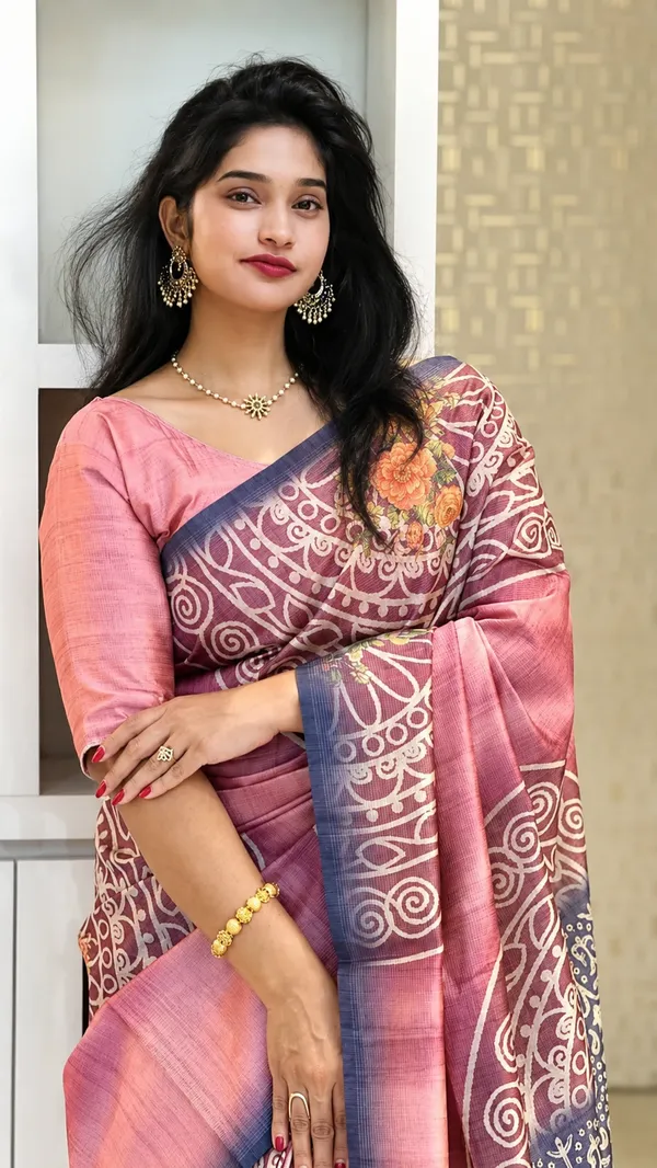 Pink_Tussar_Silk_Digital_Print_Saree_For_Women