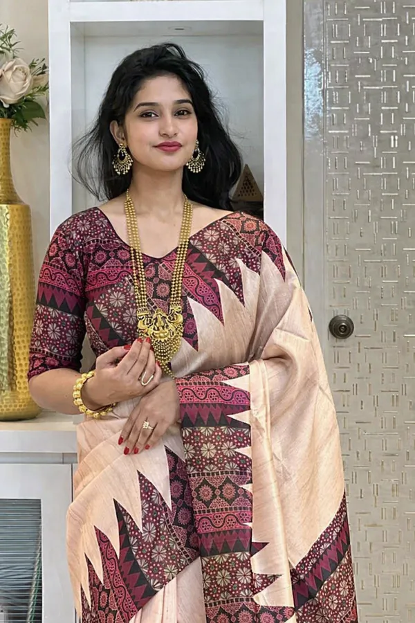 Wine_Tussar_Silk_Digital_Print_Saree_For_Women