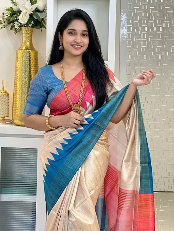 Blue_Tussar_Silk_Digital_Print_Saree_For_Women
